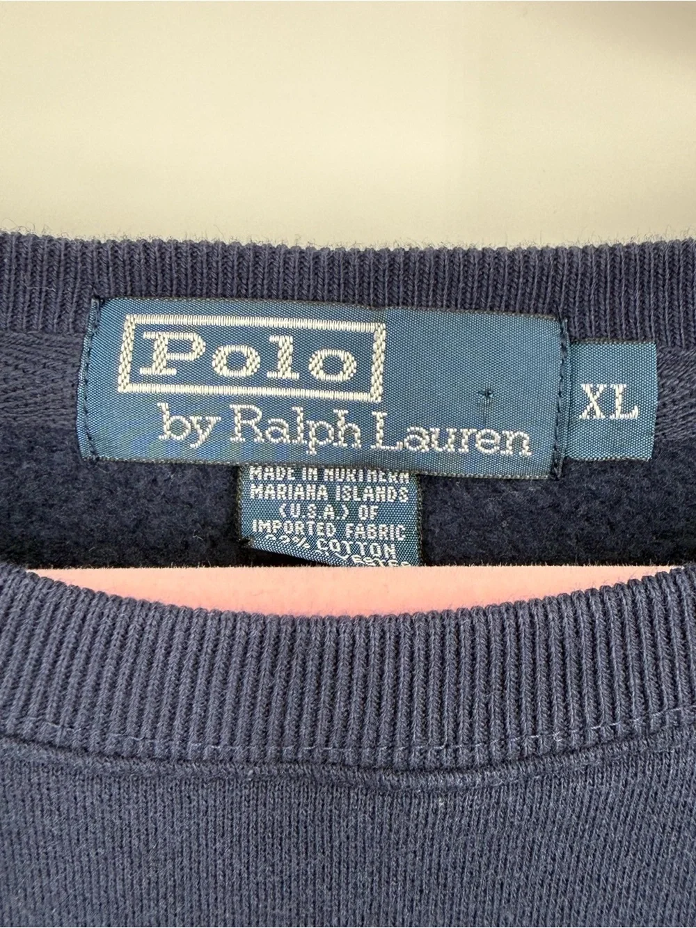 Polo by Ralph Lauren Navy Crewneck Sweatshirt with Red Pony Embroidery